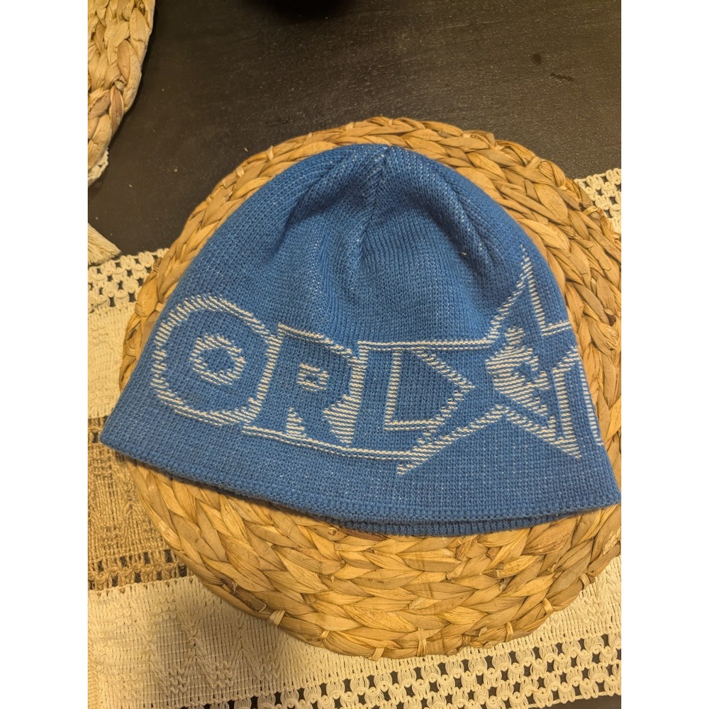 Vintage Adidas Blue Knit Beanie Hat Logo Graphic Winter Warm